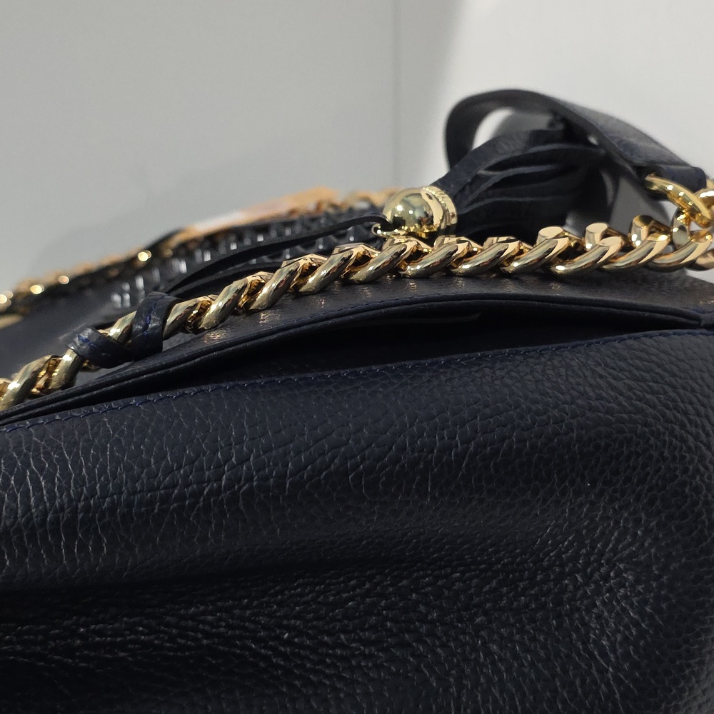 NWT ☑️Valentino LUISA ROCK Leather Chain Quilted NAVY BLUE💙 NWT, DUST BAG & COA - Picture 11 of 17